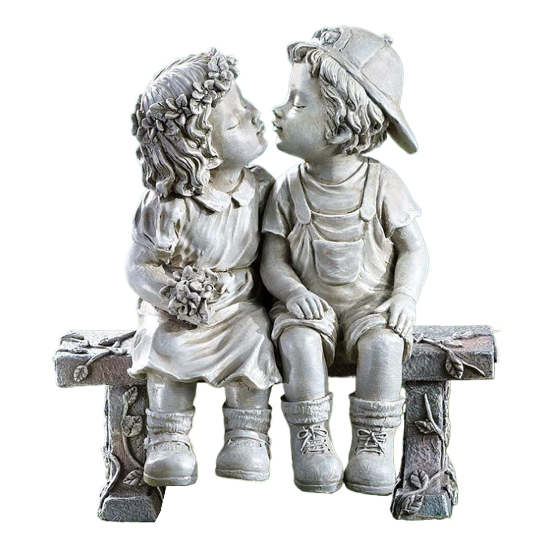Hperu Garden Statues Waterproof Resin Outdoor Cute Boy and Girl Creative Lawn Ornaments Multipurpose Sculpture for Yard Patio Art Decoration - Garden Statues Decorations