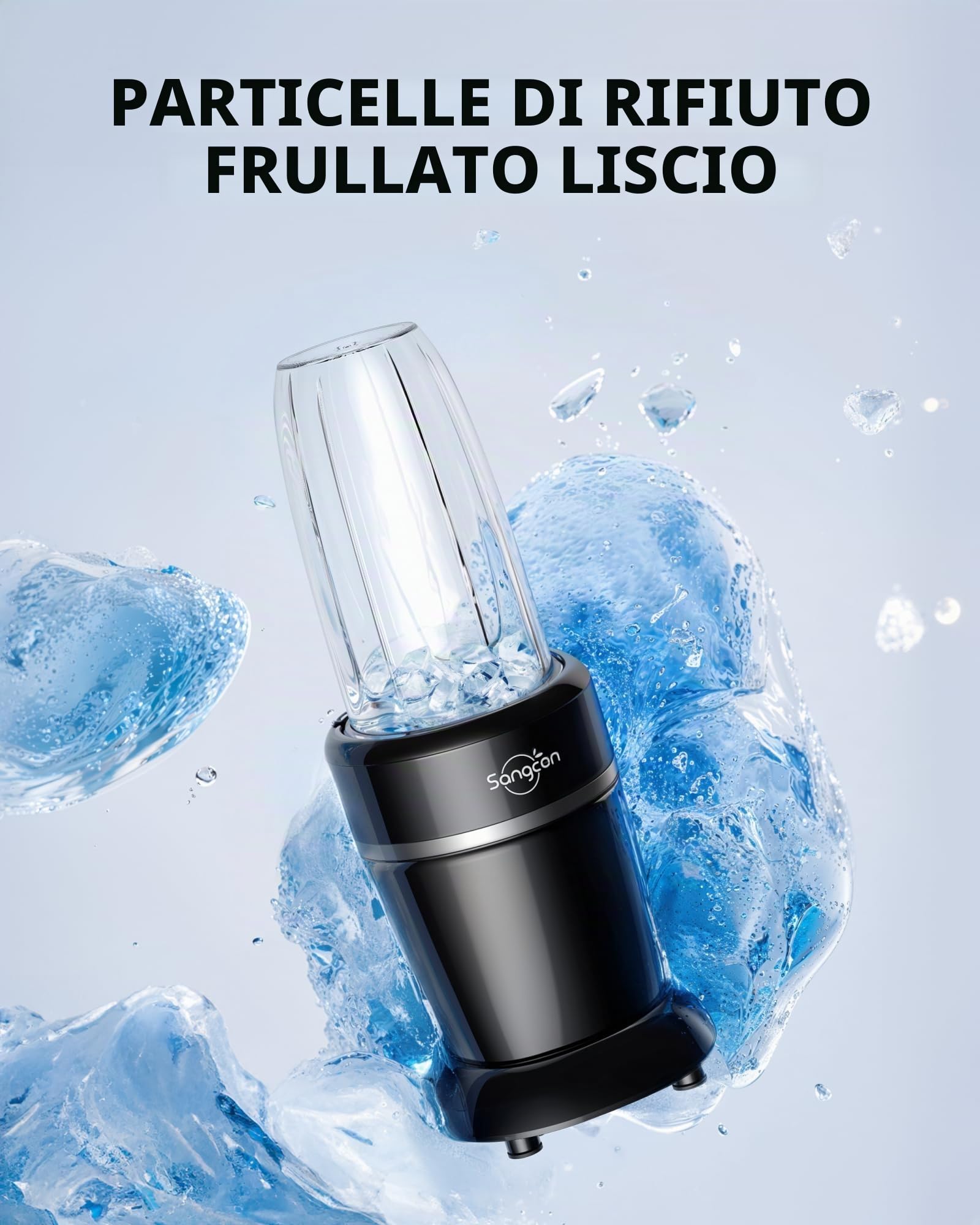 Sangcon - Frullatore da cucina da 1000 W, 3 tazze, 2 beccucci, 1 tappo di conservazione, 1 tappo To-Go, frullatore portatile per frullati e frullati