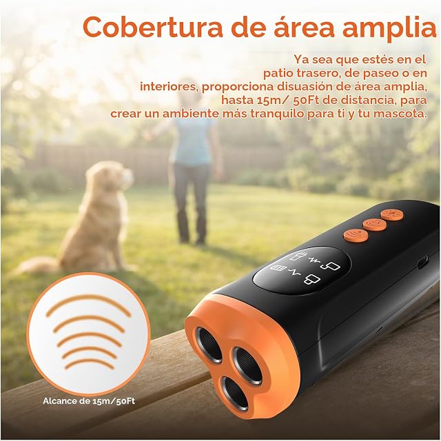 Foto 6 de 8 de MMOBIEL Dispositivo Antiladridos para Perros Dispositivo Ultrasónico Portátil con Bip, Linterna LED y Pantalla