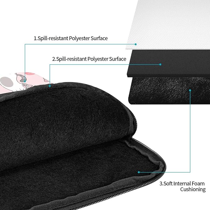 Funda para laptop Pink Cat 13 pulgadas impermeable de nailon miniatura 3