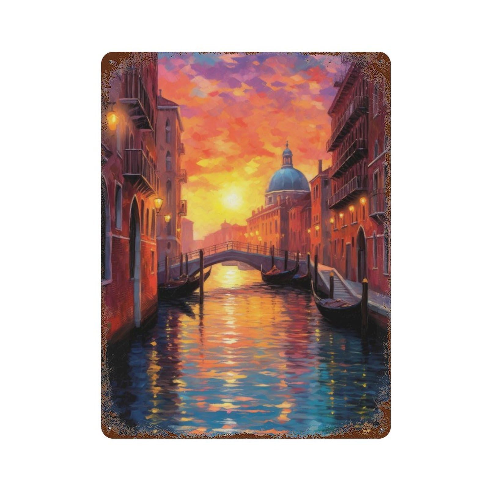 Garage Style The Grand Canal in Venice Vintage Rust Metal Sign 15.7"x11.8", Vintage Wall Decor for Bar And Workshop