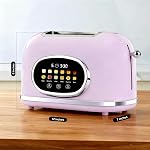 2 Slice toaster Retro acier inoxydable intelligent avec des fonctions Bagel, Cancel et Defrost, écran tactile intelligent pour une opération plus facile, 6 Paramètres de l'ombre de pain, Fentes extra larges et plateau en croûte amovible, Rose