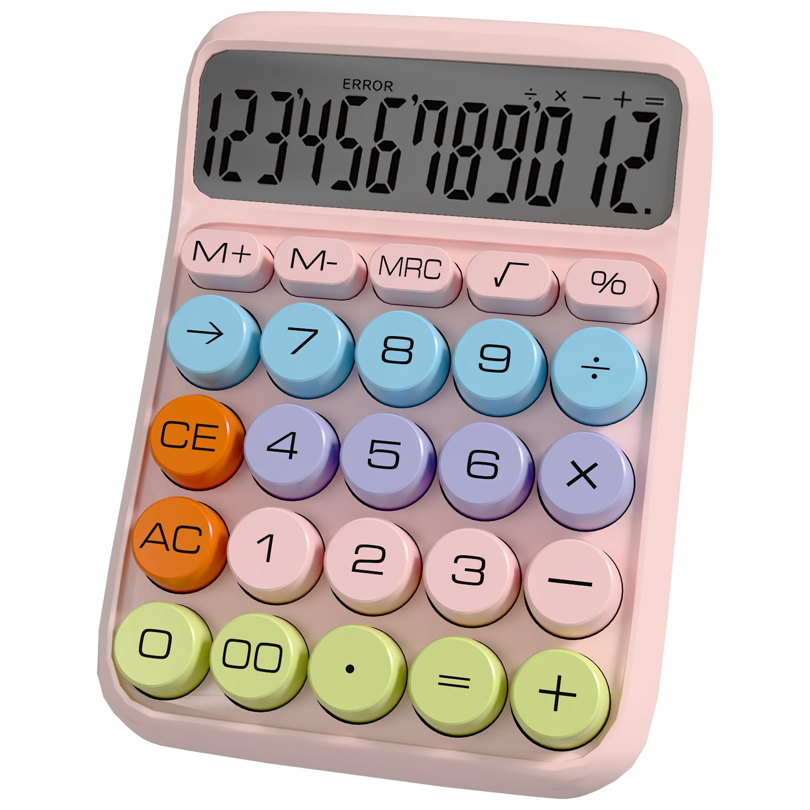 Zeno Calculadora Rosa – Calculadora de Escritorio Cute con Teclas Grandes, 12 Dígitos, para Escuela, Casa y Accesorios de Oficina Rosas