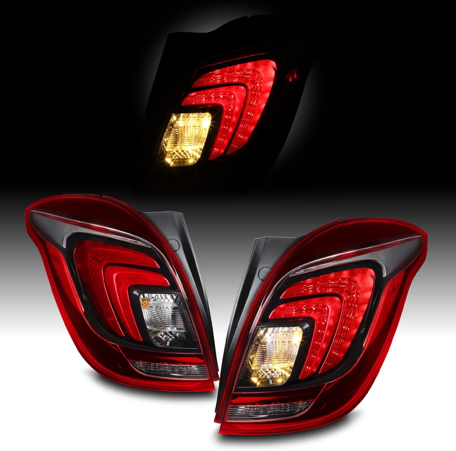 AKKON - Fits 2017-2022 Buick Encore LED DRL Running Brake Signal Red Clear Tail Lamp Brake Light Driver Left Side