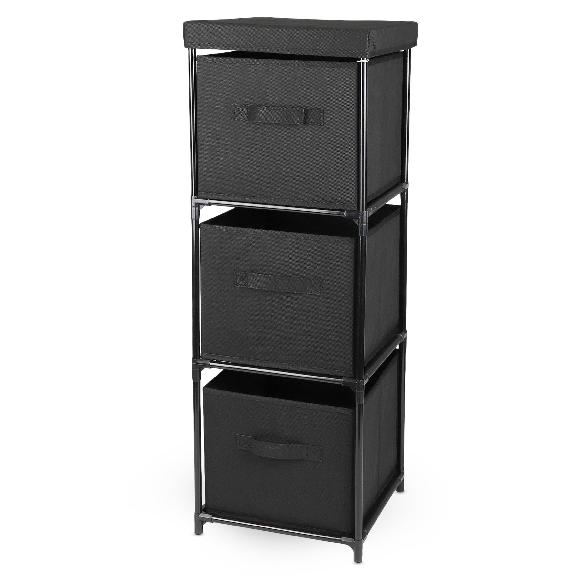Würfelregal mit 3 Stoffboxen – 82 x 31 x 31 cm, anthrazit