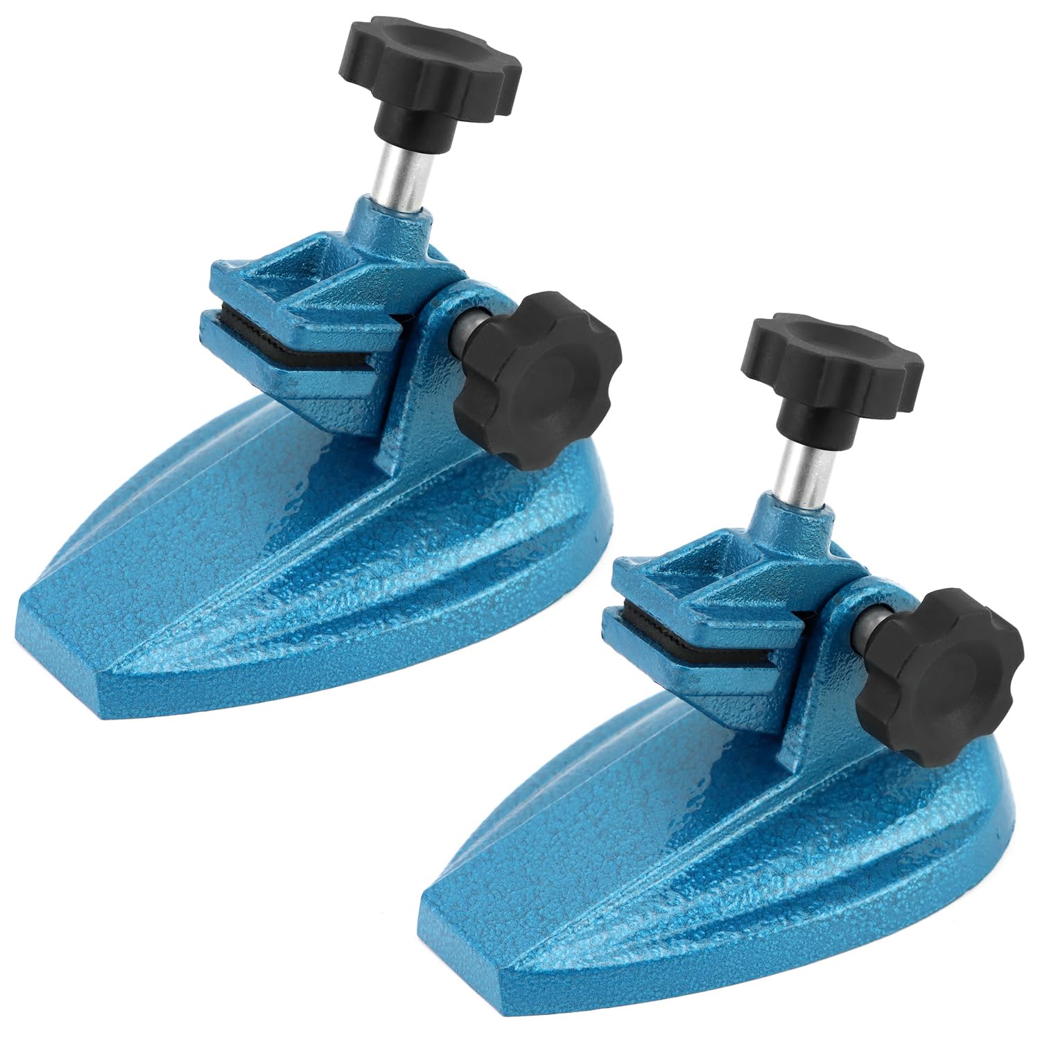 QWORK Micrometer Stand with Double Non-Slip Clamping Pad, 2 Pack Painted Cast Iron Base Micrometer Stand for Micrometers Up to 4"