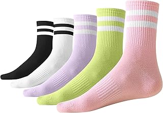 Calcetines deportivos para mujer, paquete múltiple, calcetines de algodón coloridos blancos para mujer, suaves, transpirables, para uso diario, gimnasio, entrenamientos
