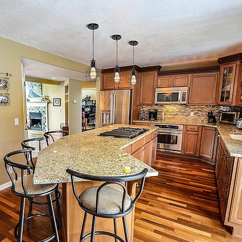 Miniatura 4 de Lámpara colgante industrial, jaula de alambre de metal negro, lámpara colgante para isla de cocina, comedor, pasillo, bar, iluminación colgante de