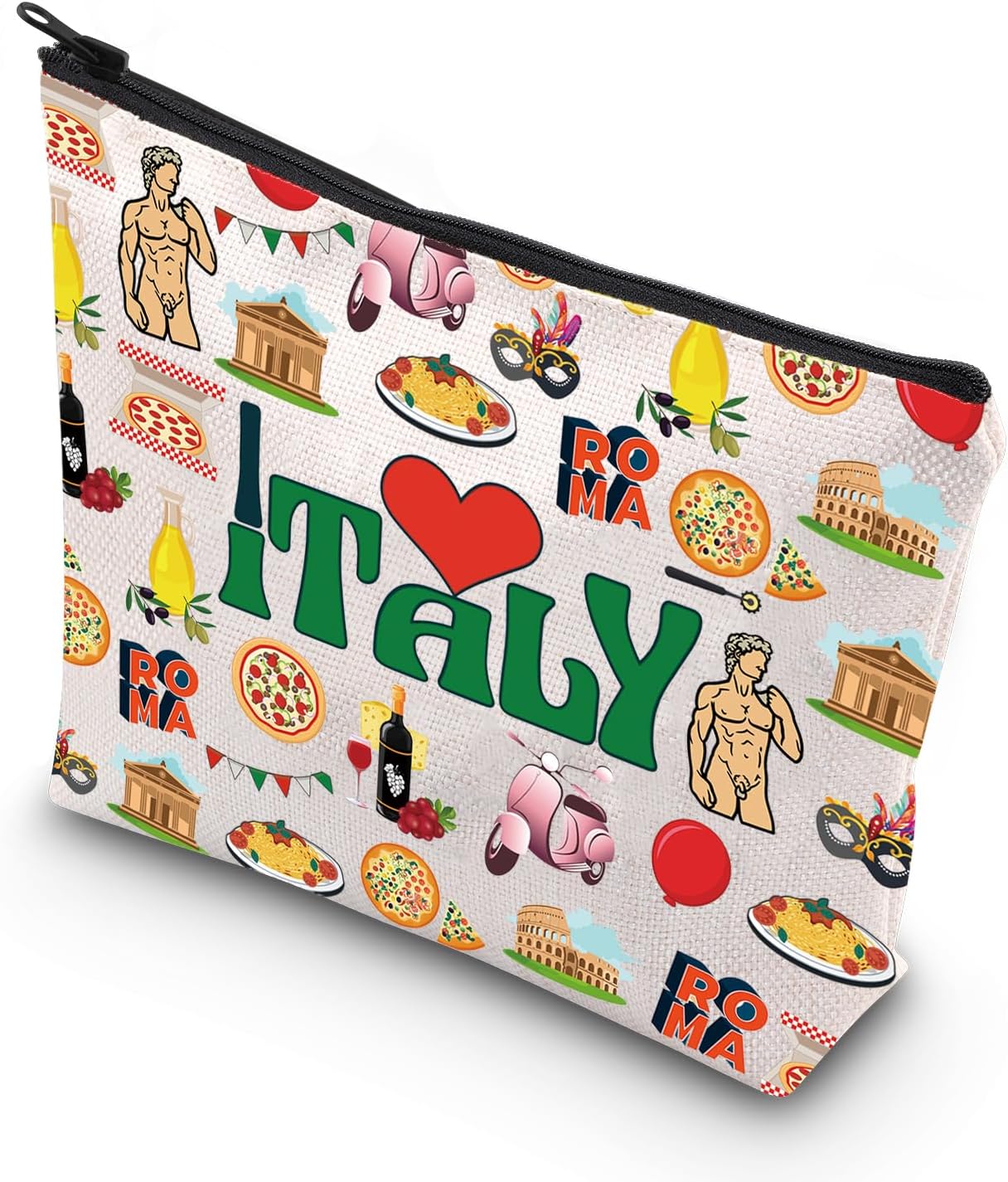 WCGXKO Italy Travel Gift i Love Italy Bag Gift For Italy Traveller Zipper Pouch Makeup Bag (Love Italy)