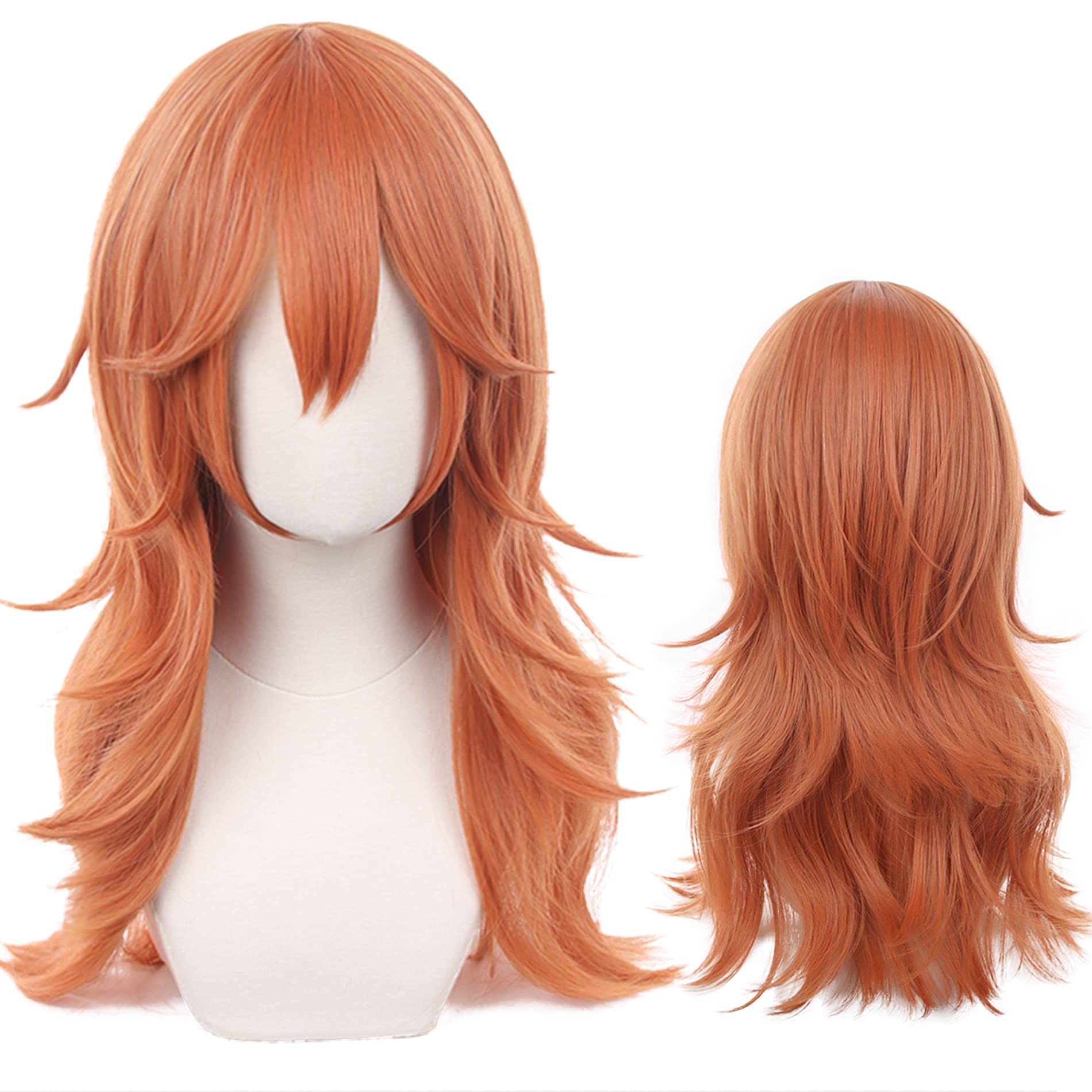 Bangs Long Orange Brown Cosplay Wigs Halloween Costume Party AdultHair Wig