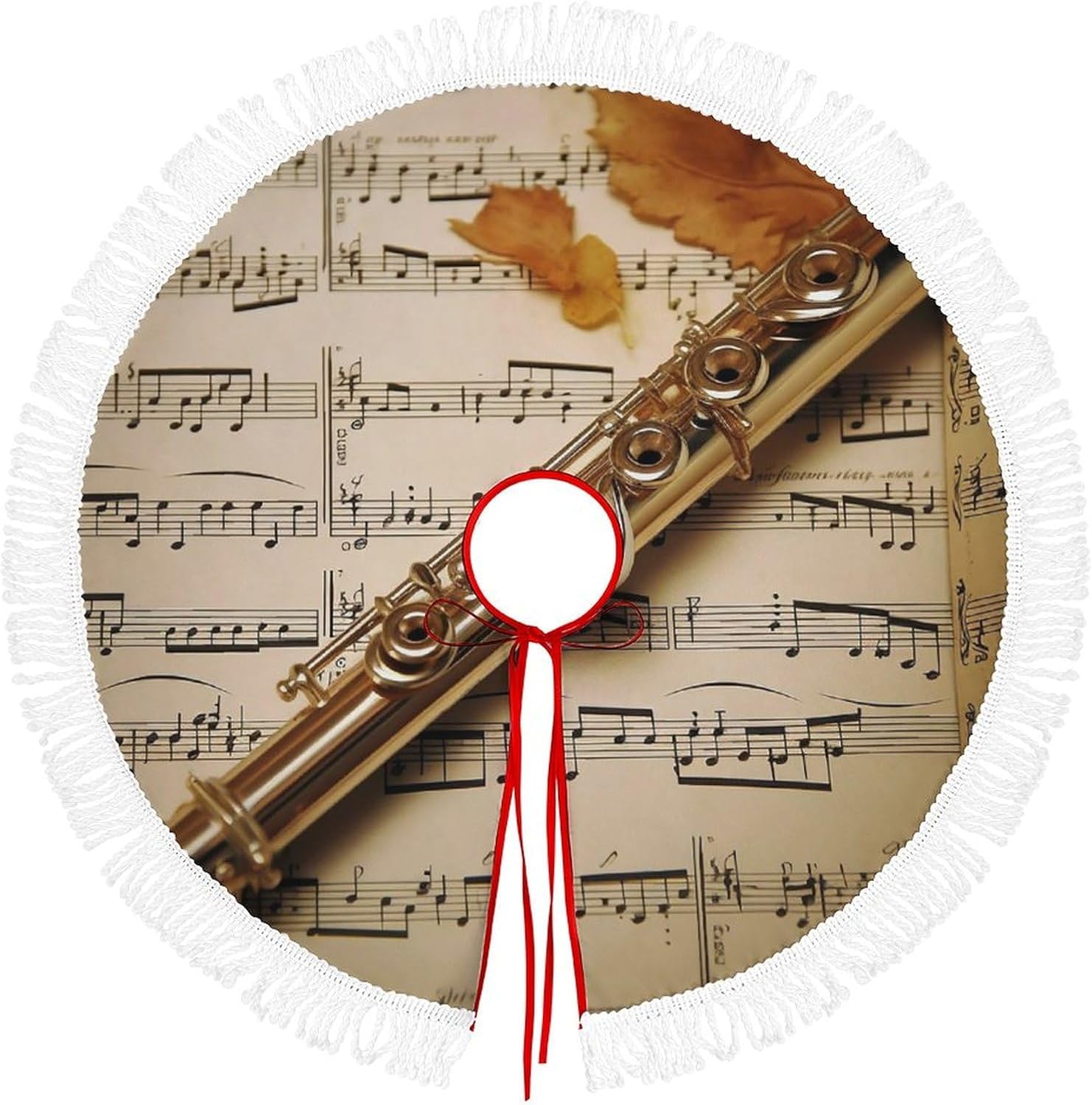 Christmas Tree Skirt Tree Skirt Winter Holiday Flute Music Printed Tree Mat Decoratio for Xmas Holiday Party Ornaments