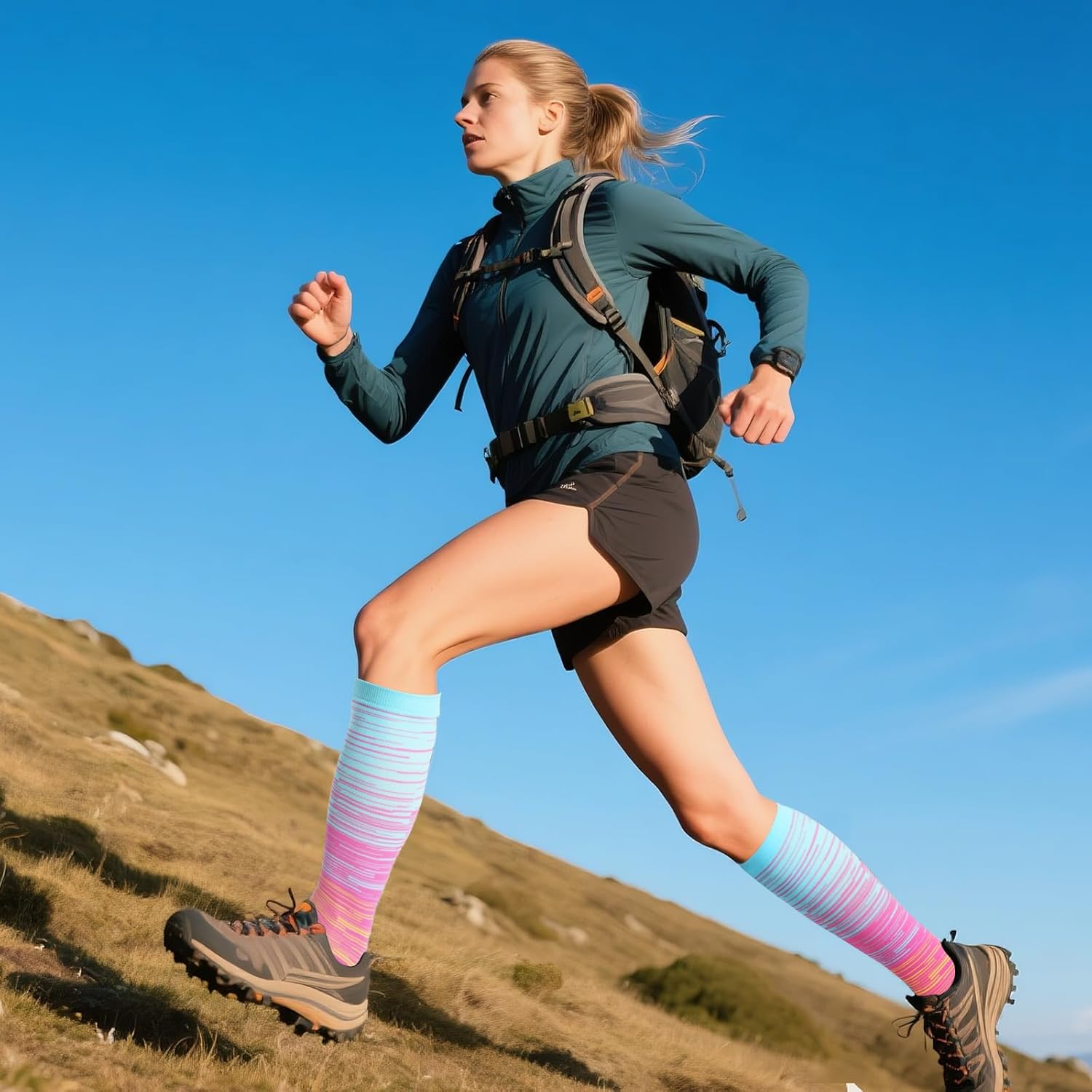 HOVEOX 3 Pairs Open Toe Compression Socks for Women and Men Wide Calf Knee High Toeless Compression Sock - Image 6