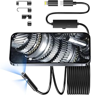 Auttoop Endoscope Camera with Light, 1920P Borescope Inspection Camera with 8+1 Adjustable LED Lights,IP67 Waterproof for Men Semi-Rigid Snake Cable 16.5FT