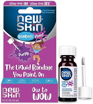 New Skin Liquid Bandage Paint for Kids First Aid, Sting Free Water-Resistant Bandage for Scrapes and Minor Cuts, 0.3 Ounce Packaging May Vary