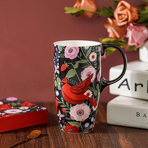 Miniatura 2 de Topadorn Taza de café de cerámica reutilizable, regalo para el hogar y la oficina, 17 oz. Taza de viaje de porcelana con tapa y asa, taza de té de