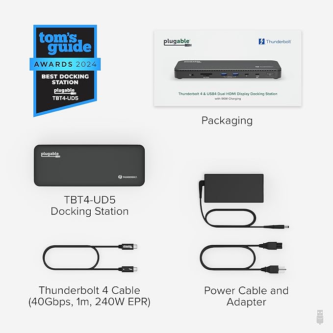 Plugable Thunderbolt 4 Dock con Carga 100W, Estación de Acoplamiento miniatura 7