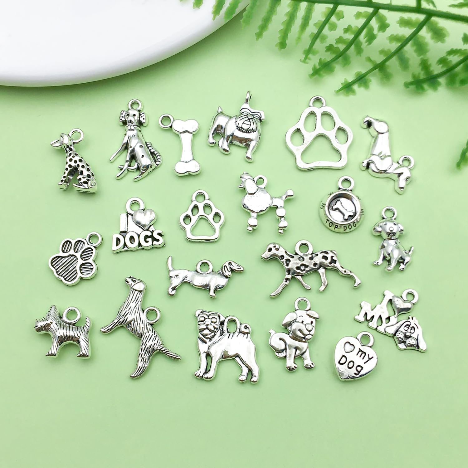 Sailanzi 80pcs Ancient Silvery Dog Set Pendant Jewelry Making DIY Keychain Earrings Pendant Various Design Charms for Jewelry Making Bracelets Necklace (SN857) - Image 3