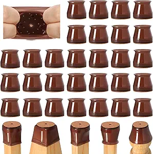 32 Pcs Chair Leg Floor Protectors for Hardwood Floors Silicone Covers to Protect Wood Tile Floors Felt Bottom Furniture Leg Caps Anti-Scratch Reduce Noise (Fit:1.3"-2")
