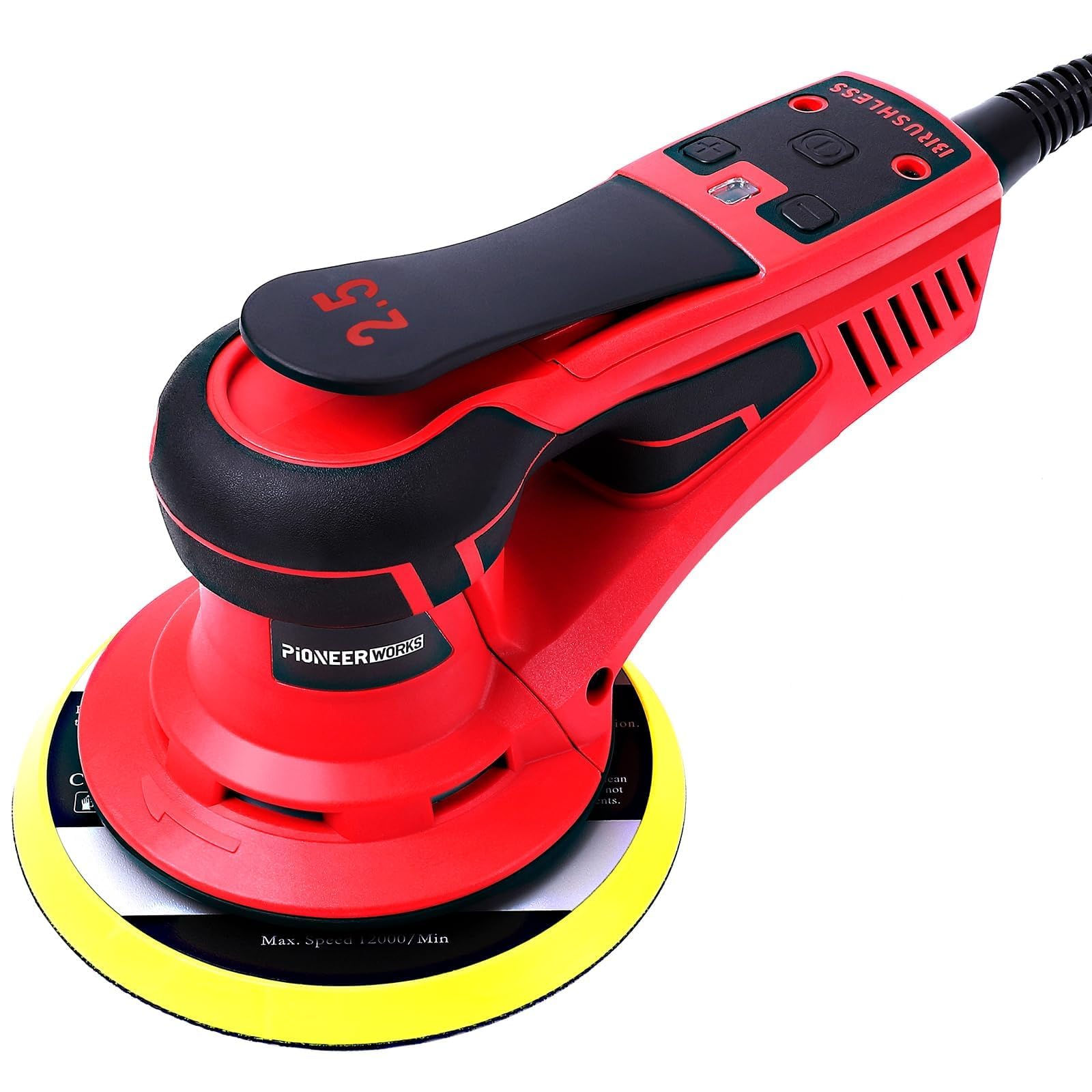 Exzenterschleifer 350W bürstenlos - Schleifteller 150mm - 2,5mm Hub - 5 einstellbare Geschwindigkeiten - niedrige Vibrationen - 10000 U/min - Kompakt für Holz und Polieren - Deutschland