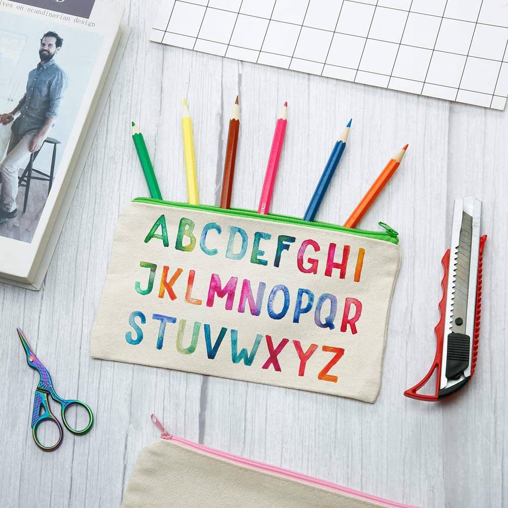 60 Uds Bolsas de Maquillaje de Lona con Cremallera Bolsas Estuche de Lápices Bolsas de Manualidades para Viajes DIY Escuela de Cremalleras Multicolores