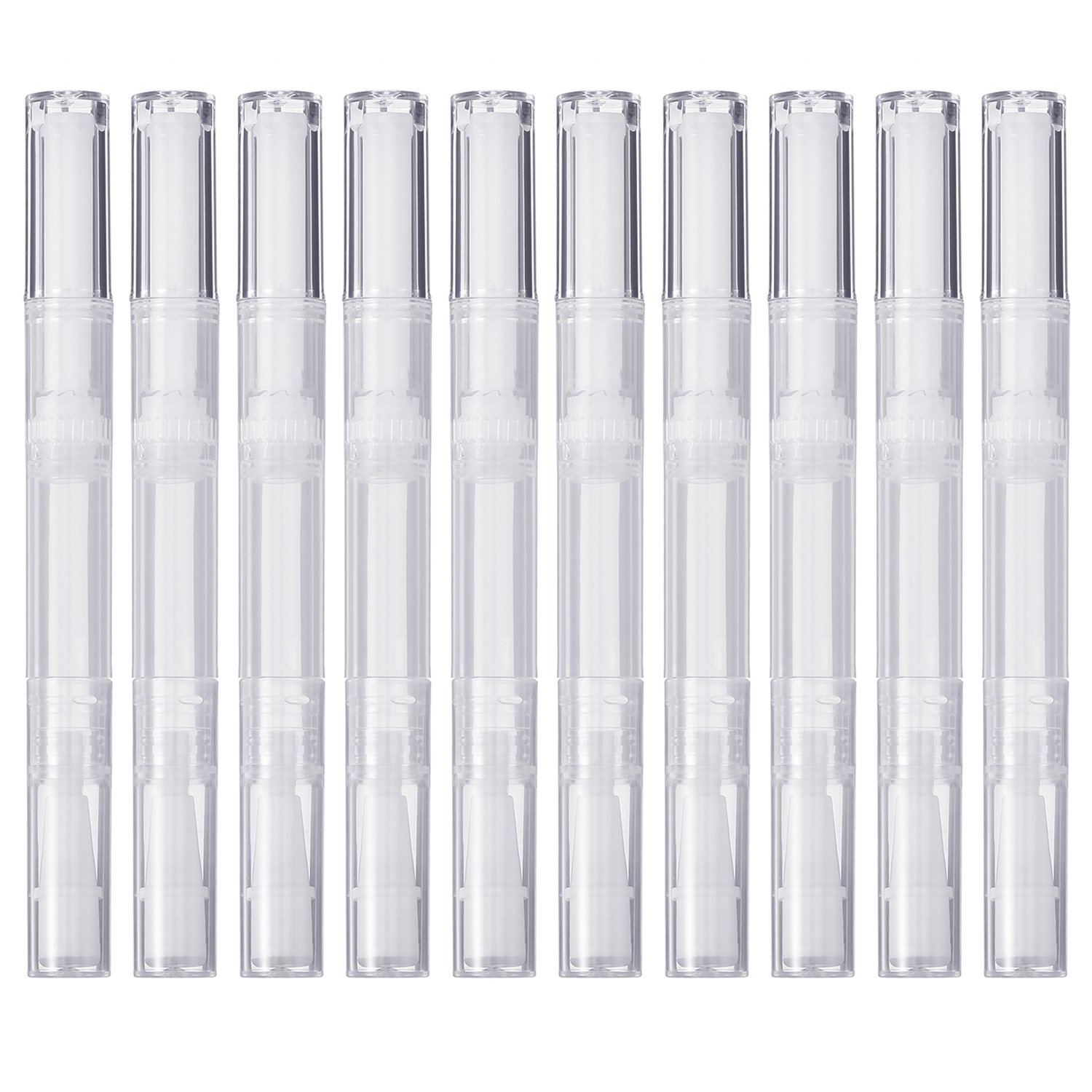 10 Pack 3 ml Empty Nail Oil Pen Disposable Cosmetic Container Lip Gloss Brush Applicators Eyelash Growth Liquid Tube (Transparent)