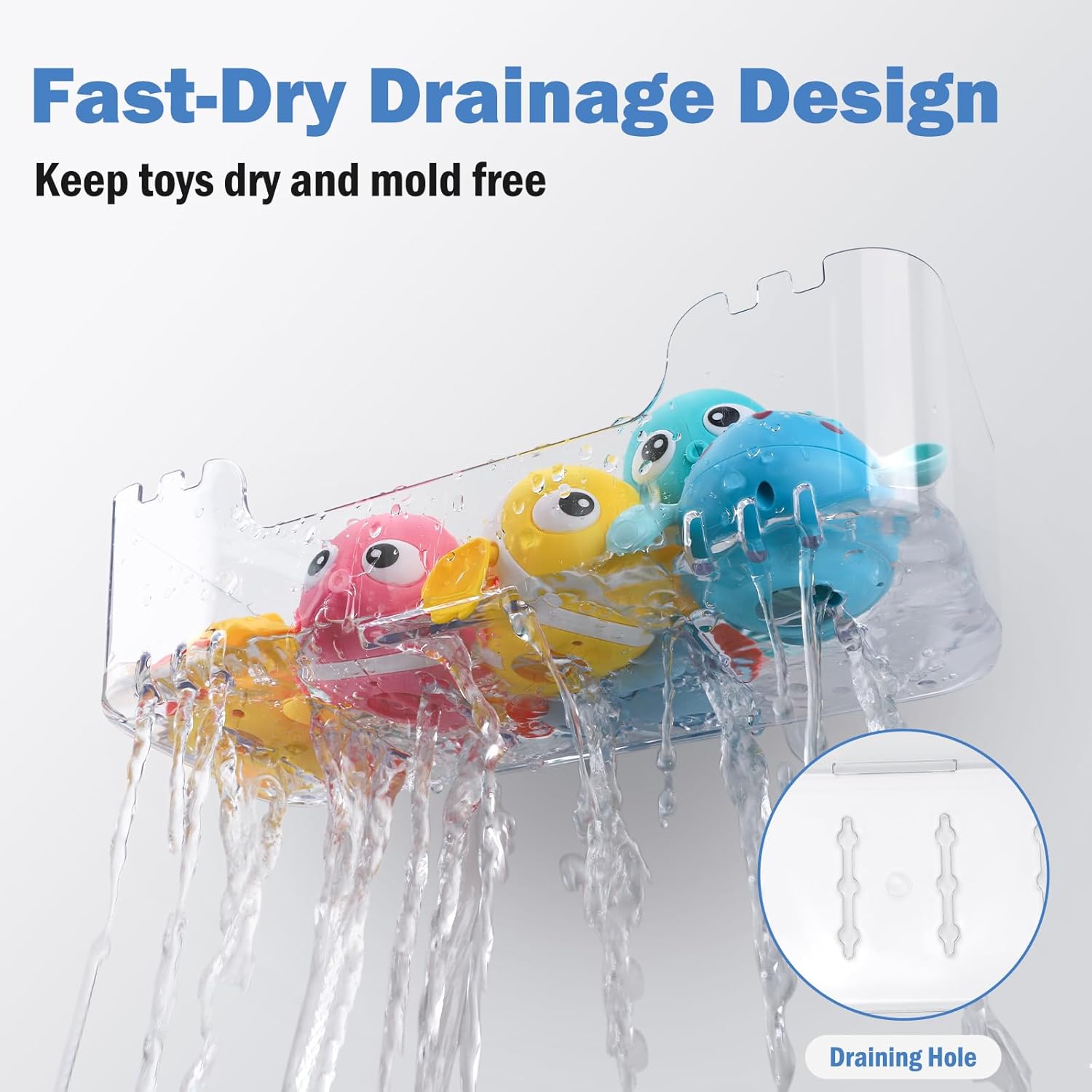 2 Pack Acrylic Shower Shelves, Adhesive Shower Organizer Wall Mounted Shower Caddy Bathroom Organizers and Storage No Drilling, Quick-Dry, Easy to Clean and Install, Clear - Image 6