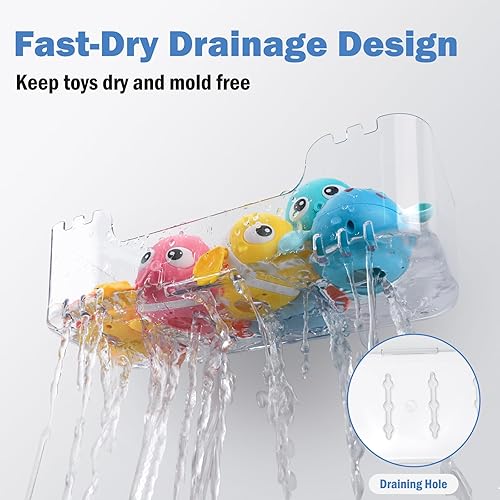 Miniatura 6 de Organizador de ducha adhesivo, paquete de 2 organizadores de ducha de acrílico transparente con ganchos, sin perforaciones, montado en la pared,