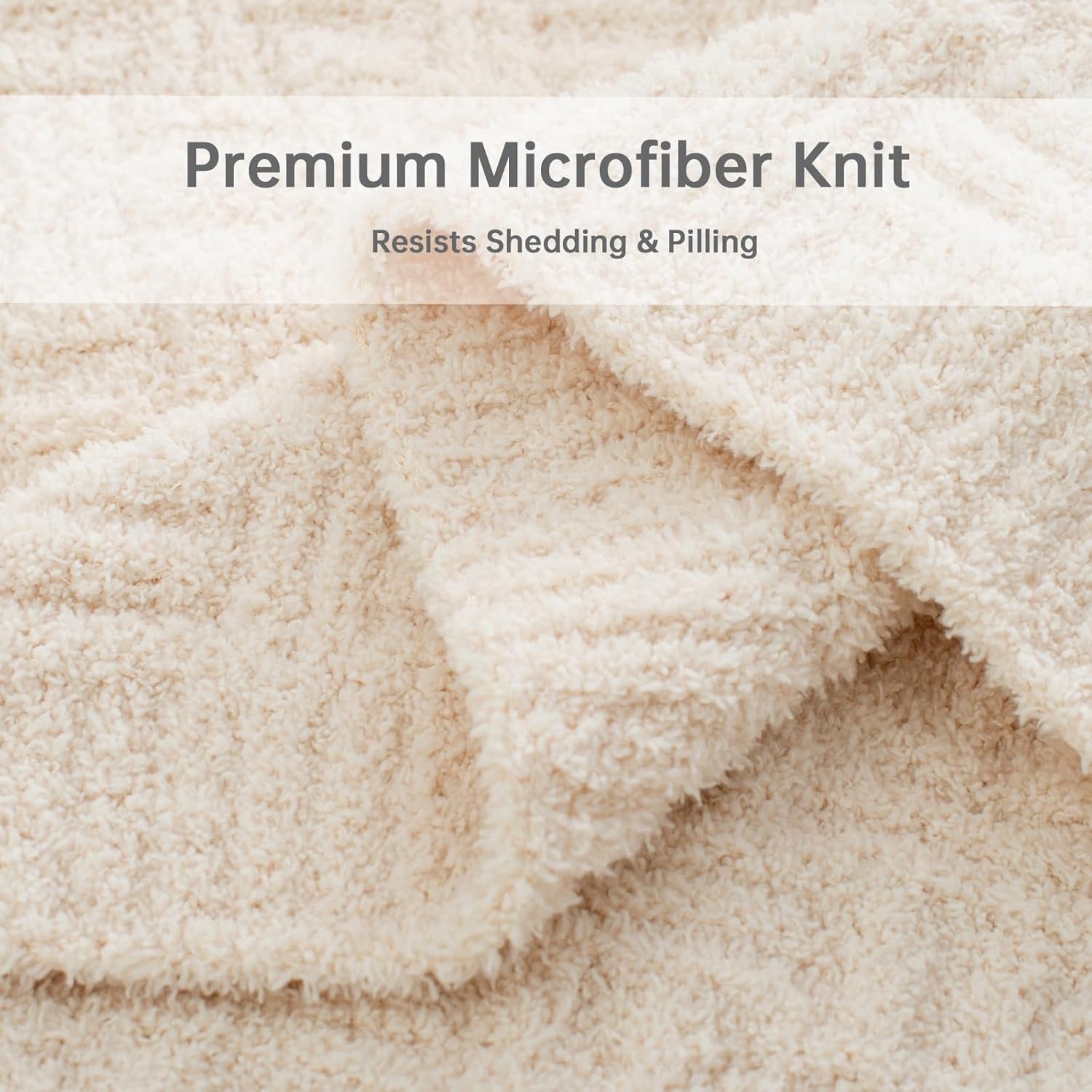 Buttery Soft Knit Throw Blanket 50x60 for Couch, Reversible Decorative Sofa Blanket, Lightweight Warm Microfiber Knitted Throw for Living Room, Bed, Farmhouse Cozy Gift, Ivory White