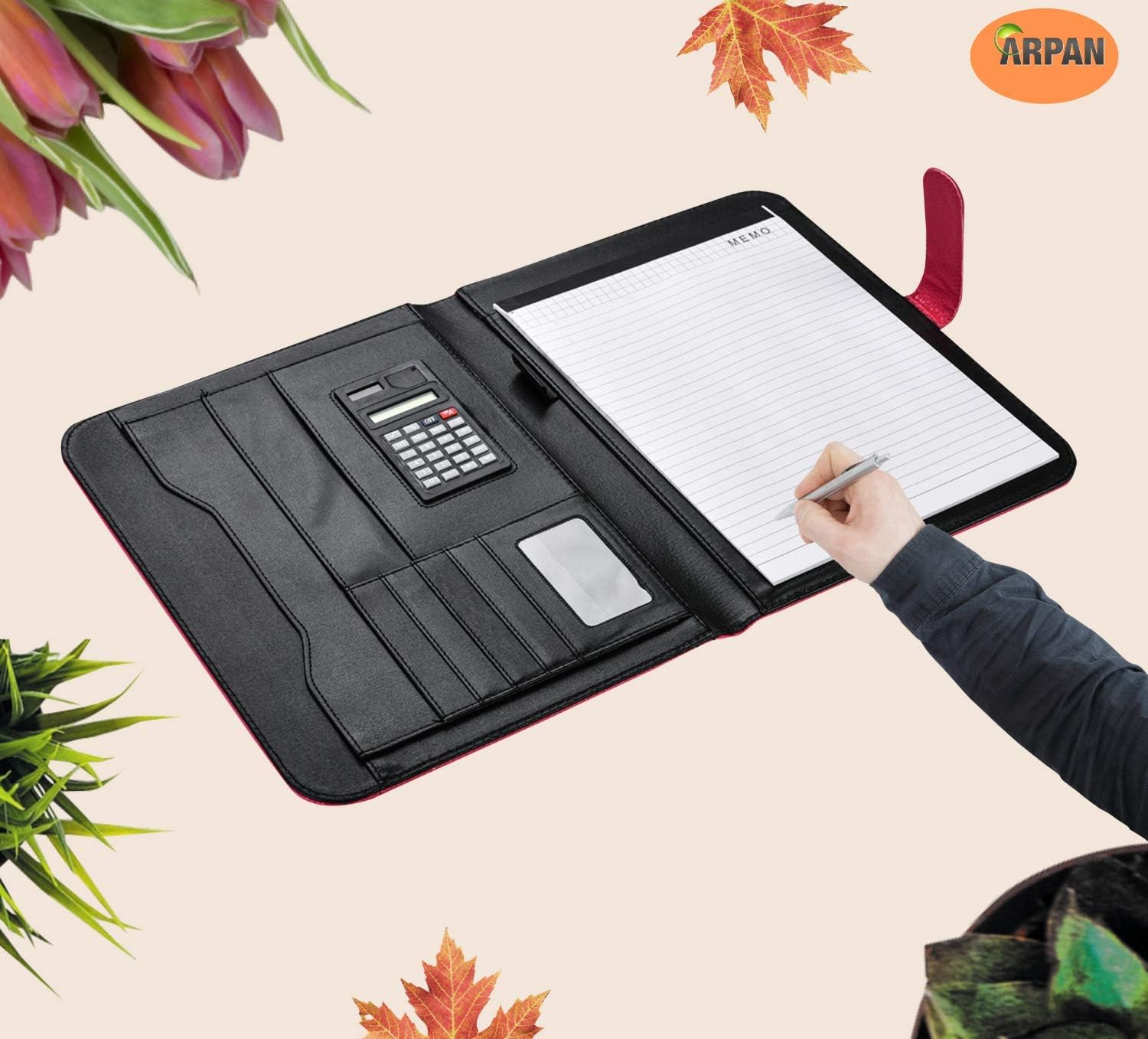 Arpan A4 Hot Pink Conference Folder Portfolio Soft Padded Cover With Calculator & Pad
