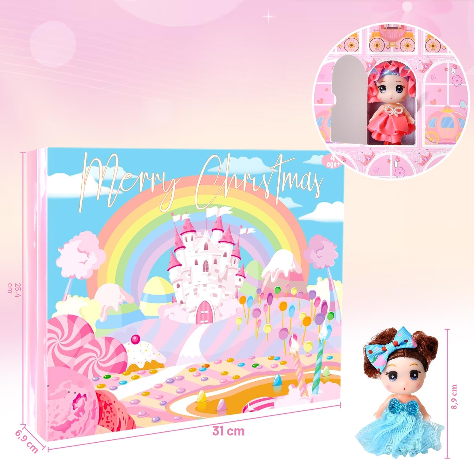 Adventskalender 2026 für Mädchen - Weihnachts Prinzessinnenpuppen 24 Tage Countdown - Weihnachts Countdown Geschenk für Kleinkinder und Kinder Lustiges und festliches Urlaubserlebnis