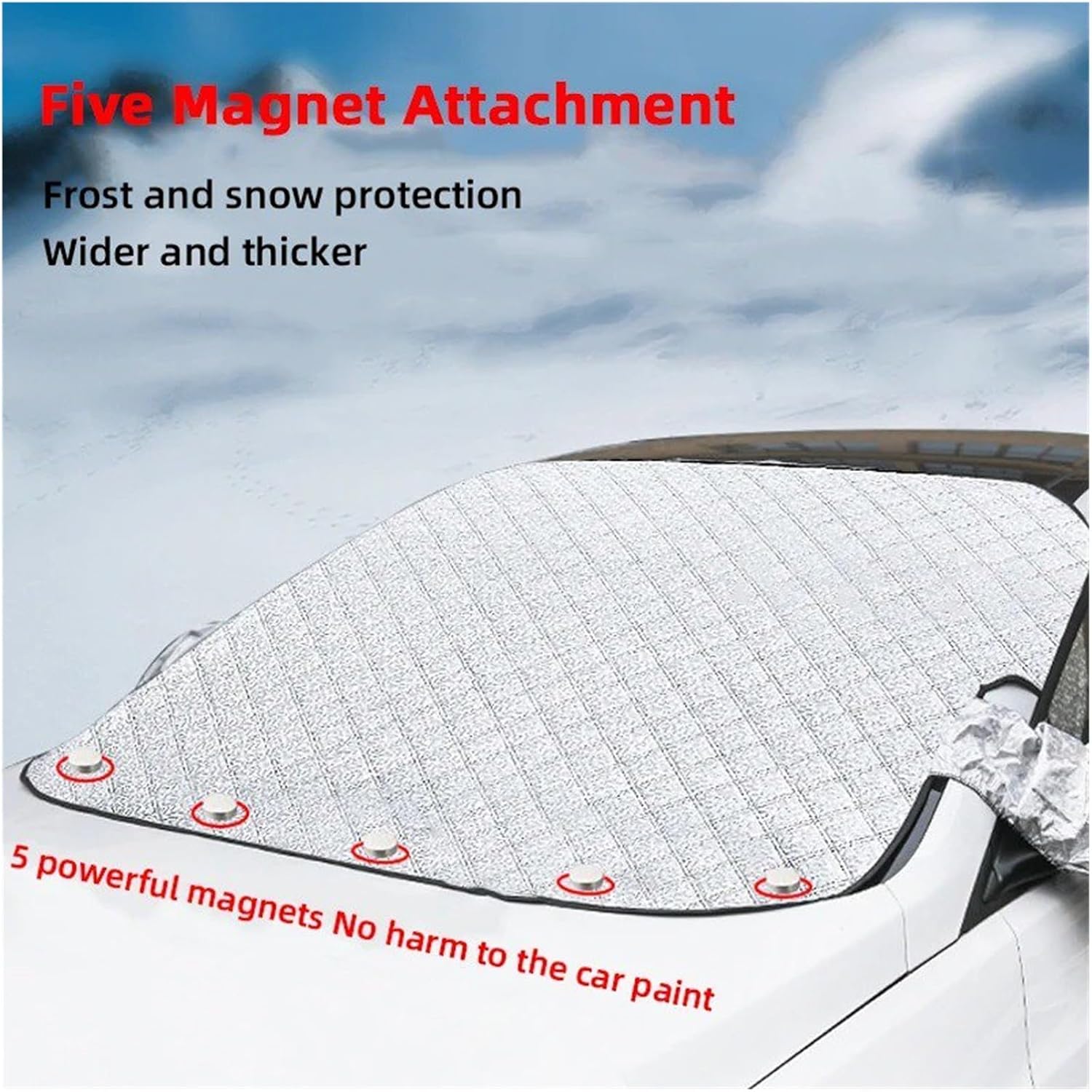Snow Protection for Cars Thickened Magnetic Car Windshield Cover Anti Snow Frost Ice Sun Shield Universal Waterproof Windproof(SUV)