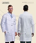 100% Cotton Lab Coat for Men and Women, Relaxed Fit, 3 Pockets Doctor Coat, White Medical Coat