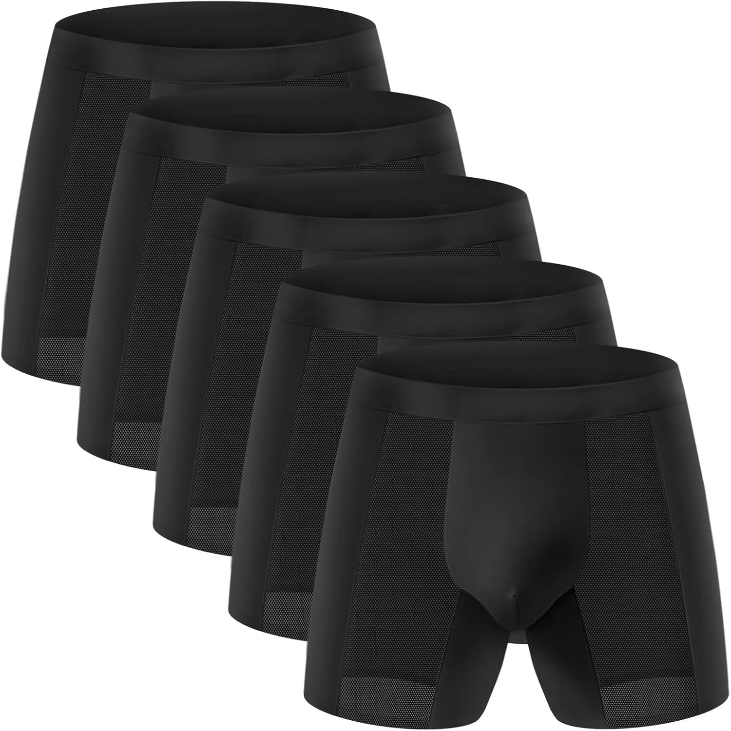 Dgsfmi Men’s Breathable Underwear Boxer Briefs Fly with Built-in 3D Total Support Pouch,5pack