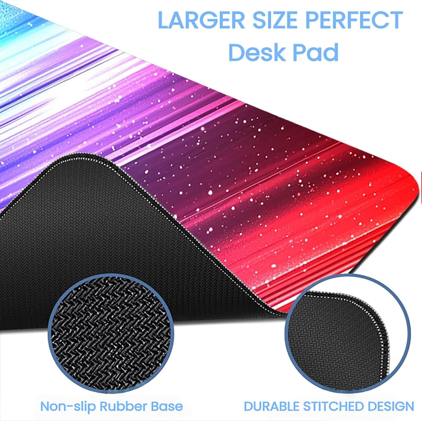 Lpfieonn Blau Großes Schreibtischunterlage, XXL Schreibtischunterlagen, Rot XXL Wasserdicht Gaming Mousepad mit Vernähter Rand und Rutschfeste Gummibasis, für Laptop/Hause/Büro 120x60cm PF-2605