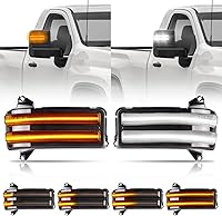 Vista 1 de Gempro Señales de giro de espejo lateral secuencial LED ámbar, luces de estacionamiento y carga blancas, lámparas de espejo de remolque con cambio
