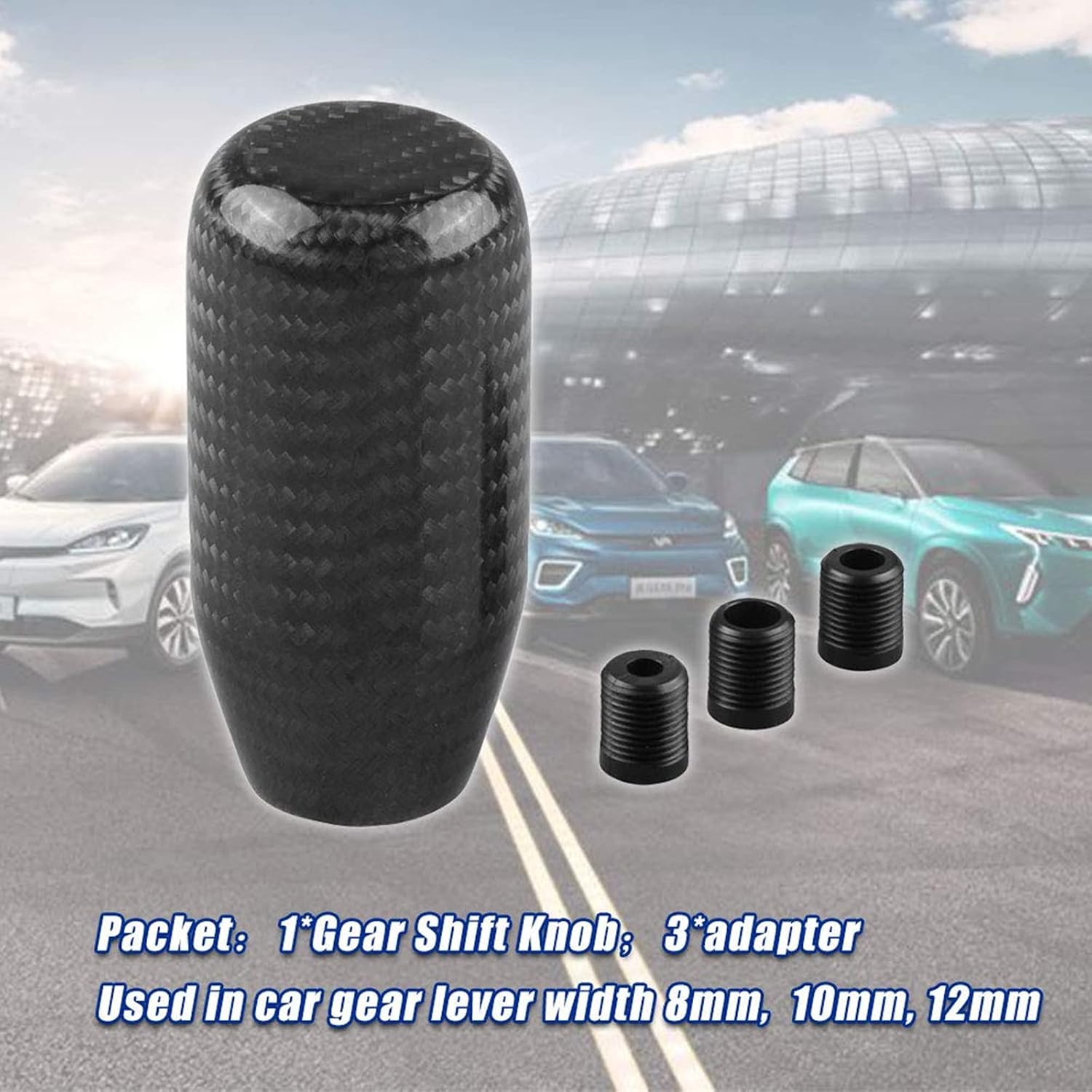 RYANSTAR Universal Gear Shift Style Knob,Car Modified Carbon Fiber Stand Head Manual Transmission Shift Lever Knob Head Wave Stick Shift Knob