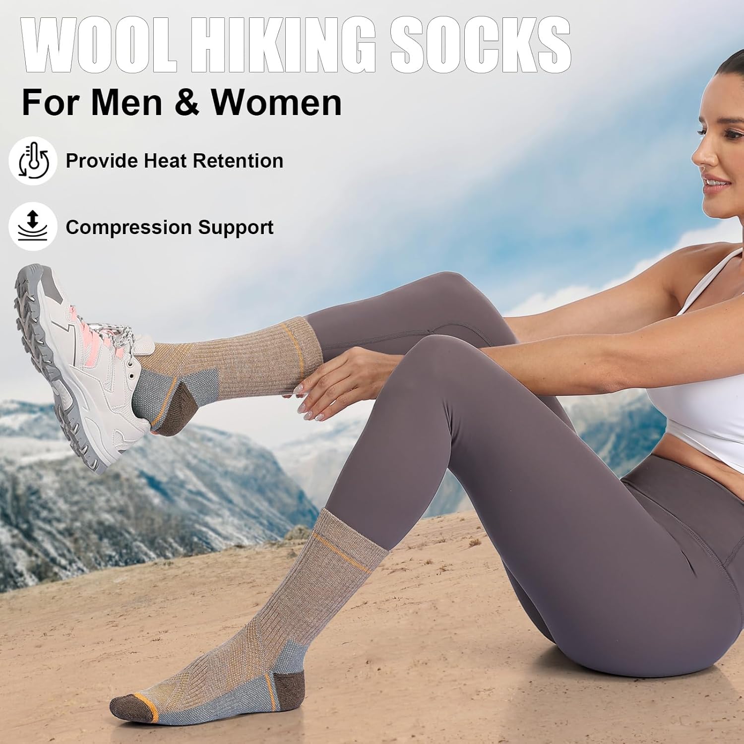 Merino Wool Thick Hiking Socks, Warm Boot Socks for Men & Women, Winter Cushioned Thermal Socks, 3 Pairs - Image 2