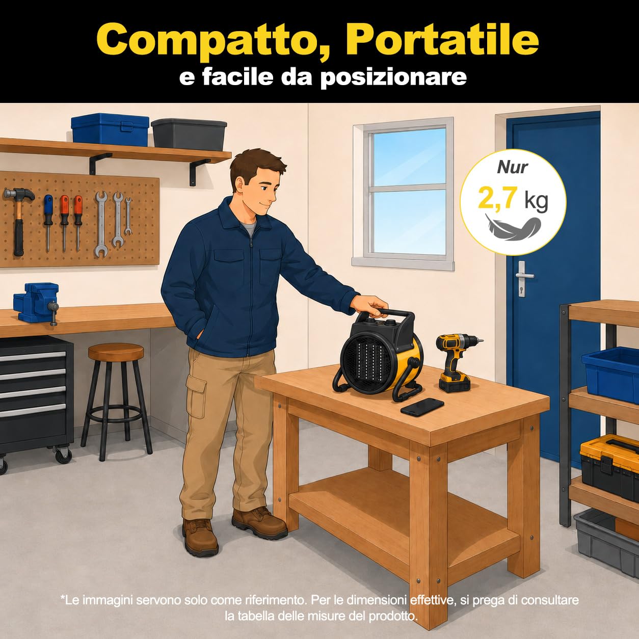 Stufetta Elettrica 3000W - Ceramico Riscaldamento Rapido in 3 s | Termoventilatore Basso Consumo - Radiatore Elettrico - Adatto per la Bagno, Casa, l'ufficio e il Cantiere