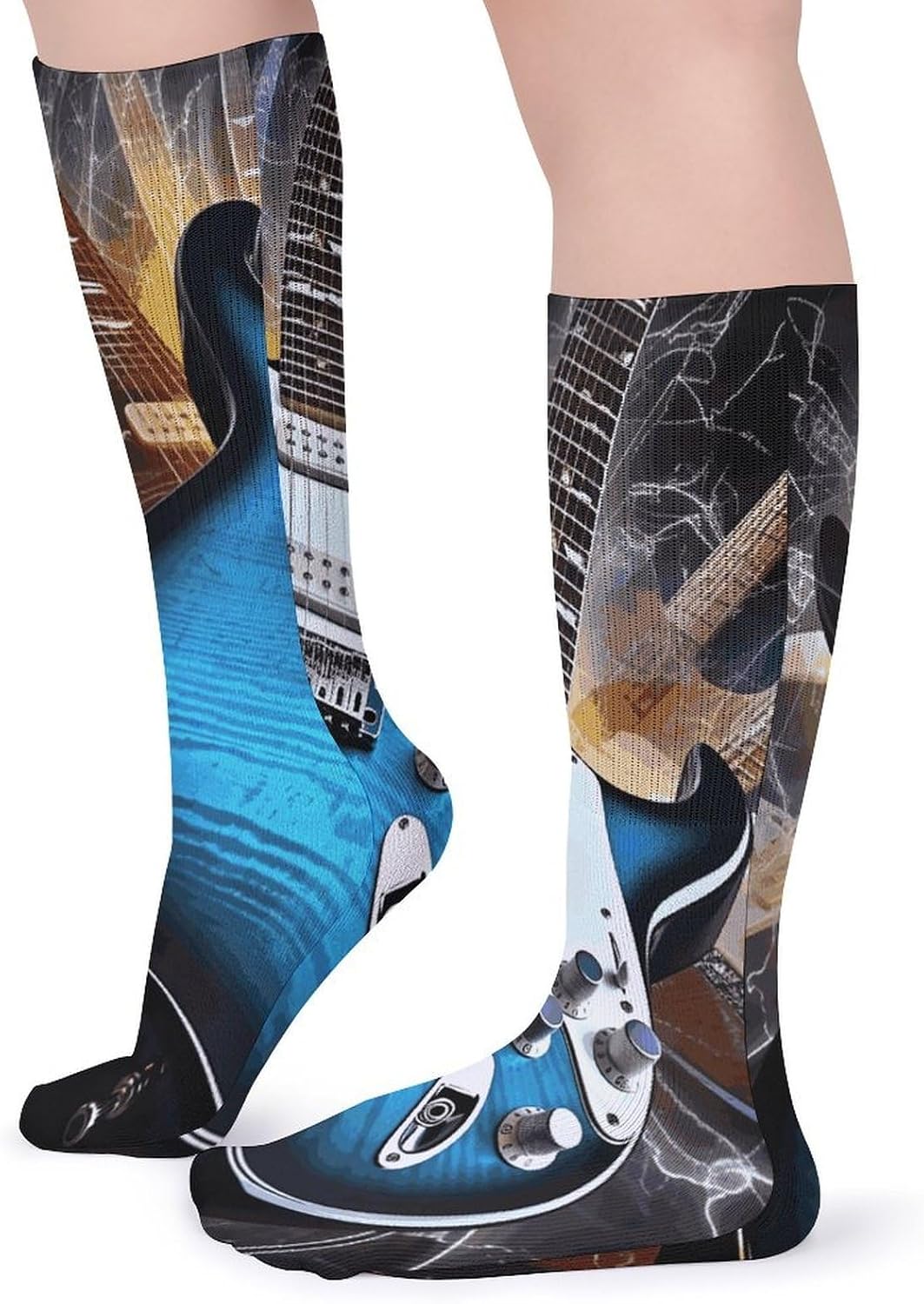 Magic Electric Guitar Music Knee High Socks Cozy Knee High Socks Soft Mid-Length Sock for All Seasons Daily Wear Adult
