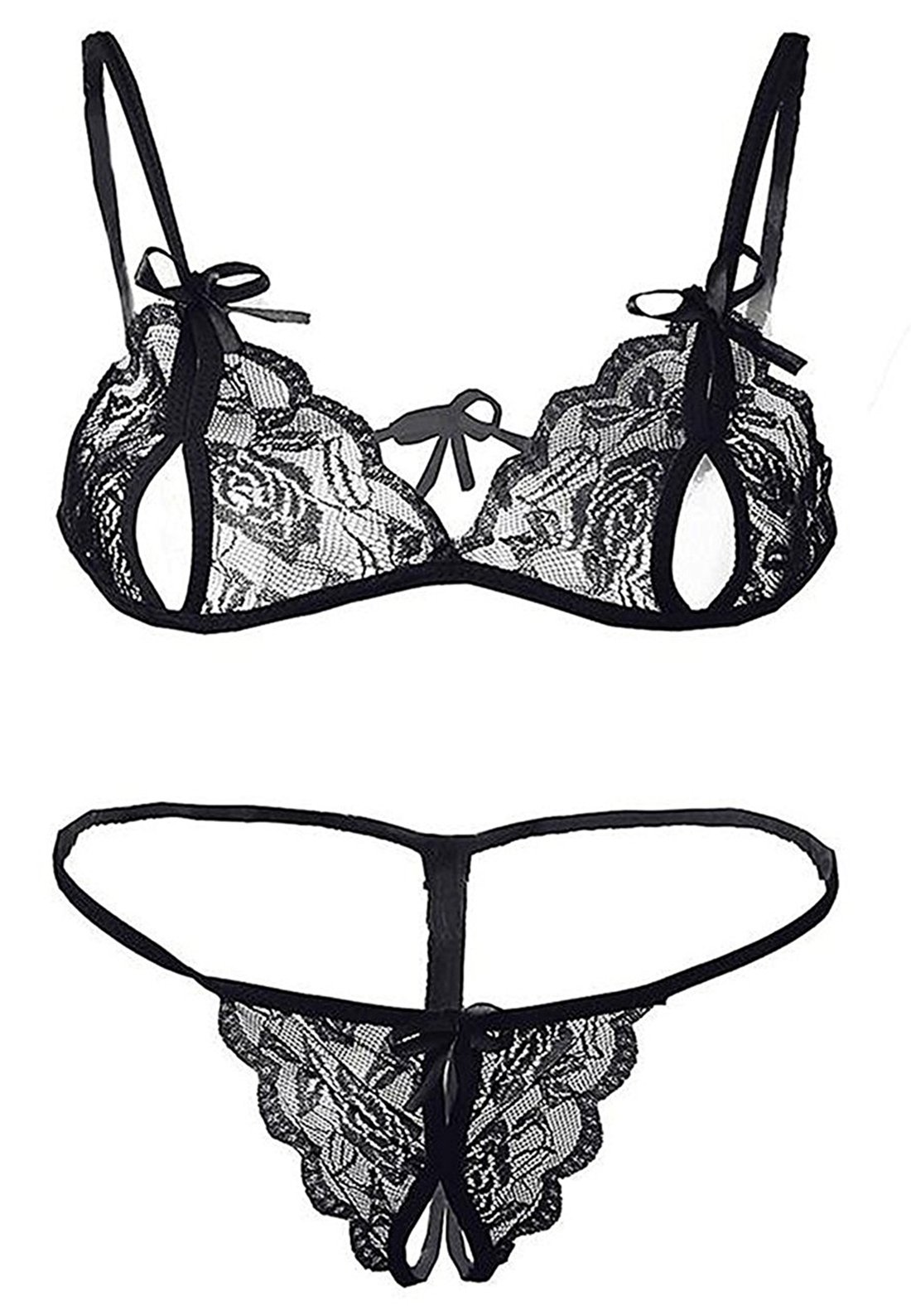 Xs and Os Combo Offer! Women Babydoll Nightwear Lace Bra Panty Lingerie Set (Multi-Pack (Black, Free Size, g-string) - Image 3 thumbnail