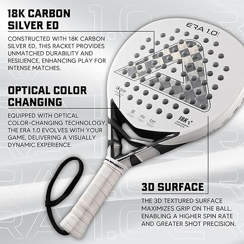 Miniatura 2 de AMASPORT 2025 Era-1.0 Series Pros - Raqueta de pádel de carbono de 18 quilates y tecnología que cambia de color Control avanzado de giro y raquetas