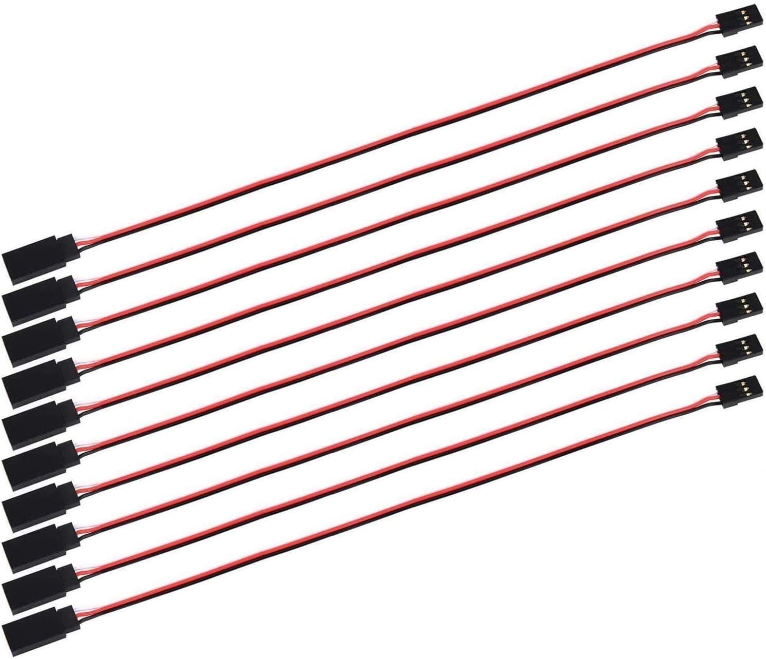 POFET 10pcs Servo Extension Cable Lead Wire 50cm 3 Pin Cord JR Male Head and Futaba Female Head for RC Plane