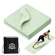 HAPBEAR Foldable Yoga Mat - 72"x24"x0.24" (6mm), Non-Slip TPE Exercise Mat for Home Workout, Yoga, Pilates,Stretching, & Travel, Durable & Eco-Friendly, Includes Carry Bag