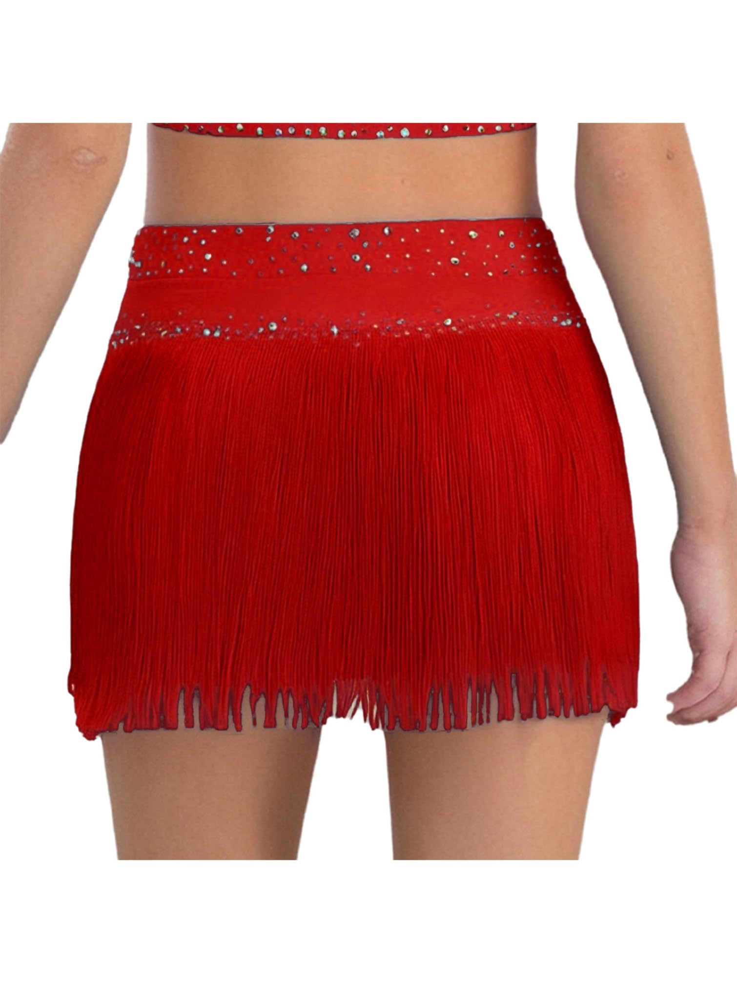 TiaoBug Falda De Baile De Tango De Salsa Latina con Flecos para Niñas Faldas De Cintura Elástica Falda Corta Brillante De Baile Jazz