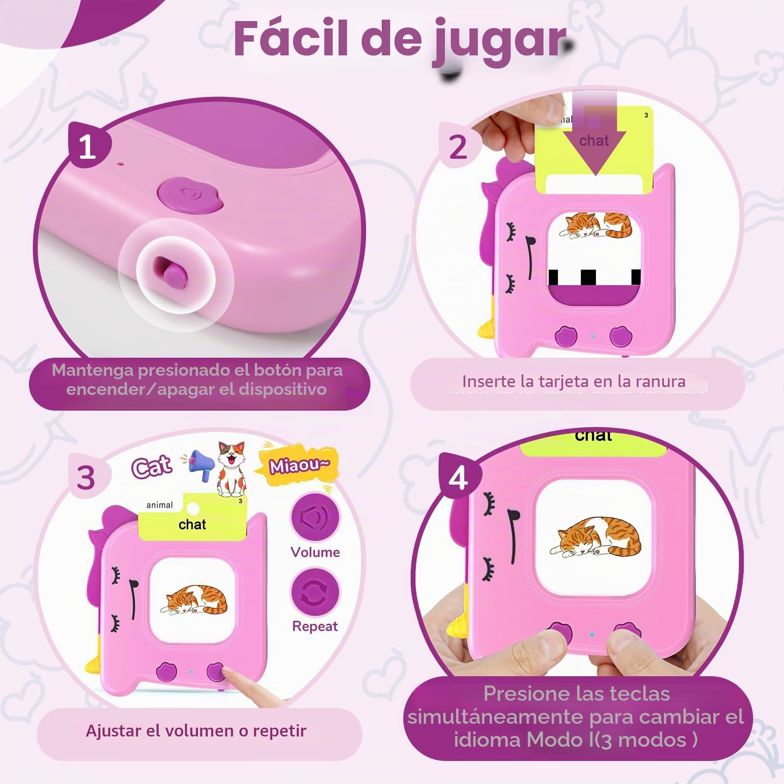 Juego De 420 Tarjetas Educativas Parlantes En Francés – Montessori Con 27 Temas, Sonidos Realistas Y 10 Canciones, Aprendizaje Interactivo Sin Pantallas