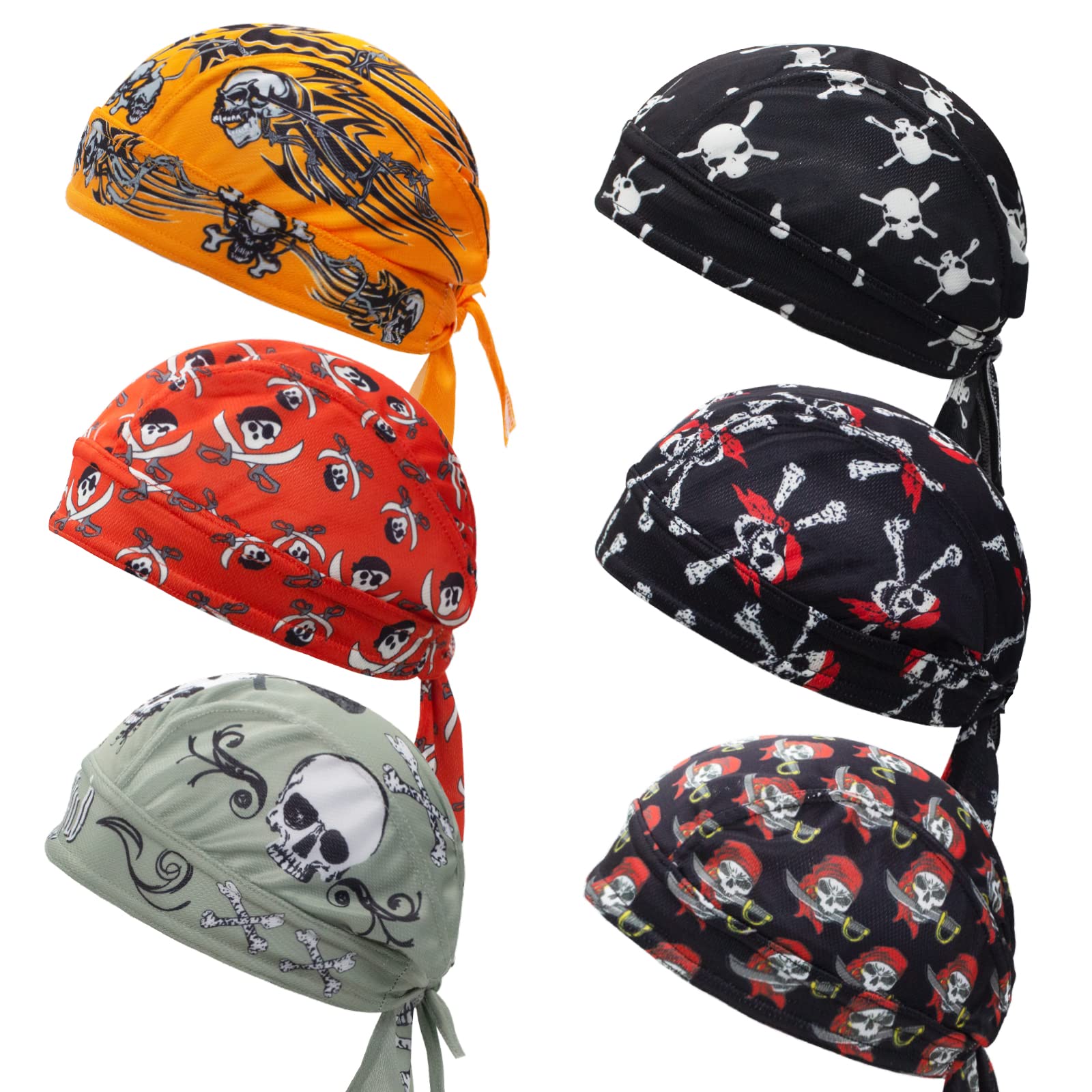 Dew Rag Skull Caps for Men Cycling Sweat Wicking Doo Rags Head Wrap Motorcycle Helmet Liner Bandana Do