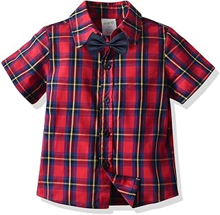 Loalirando Baby,Clothing,Baby Boys 0-24m,Tops,Button-Down & Dress Shirts Loalirando Summer Toddler Baby Boys Hawaiian Button Down Short Sleeve Shirts Striped Plaid Print Bow Tie T-Shirt Tops