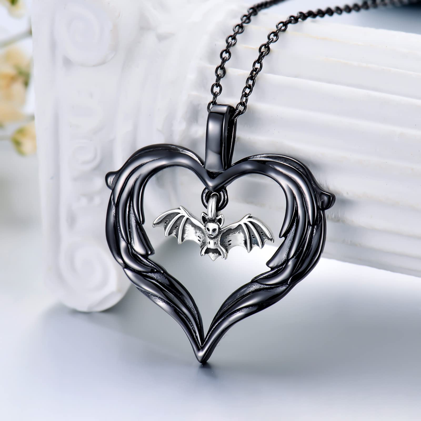 Totenkopf Kette 925 Sterling Silber Kürbis/Fledermaus/Spinne/Hexe Knoten Schwarze Halloween Halskette Schädel Schwarz Kette Gothic Totenkopf Anhänger Halloween Schmuck Geschenke für Frauen