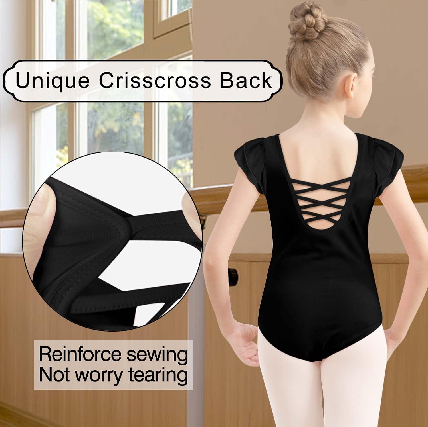 MOLLDAN Girls Dance Ballet Leotards Short Sleeve Leotard