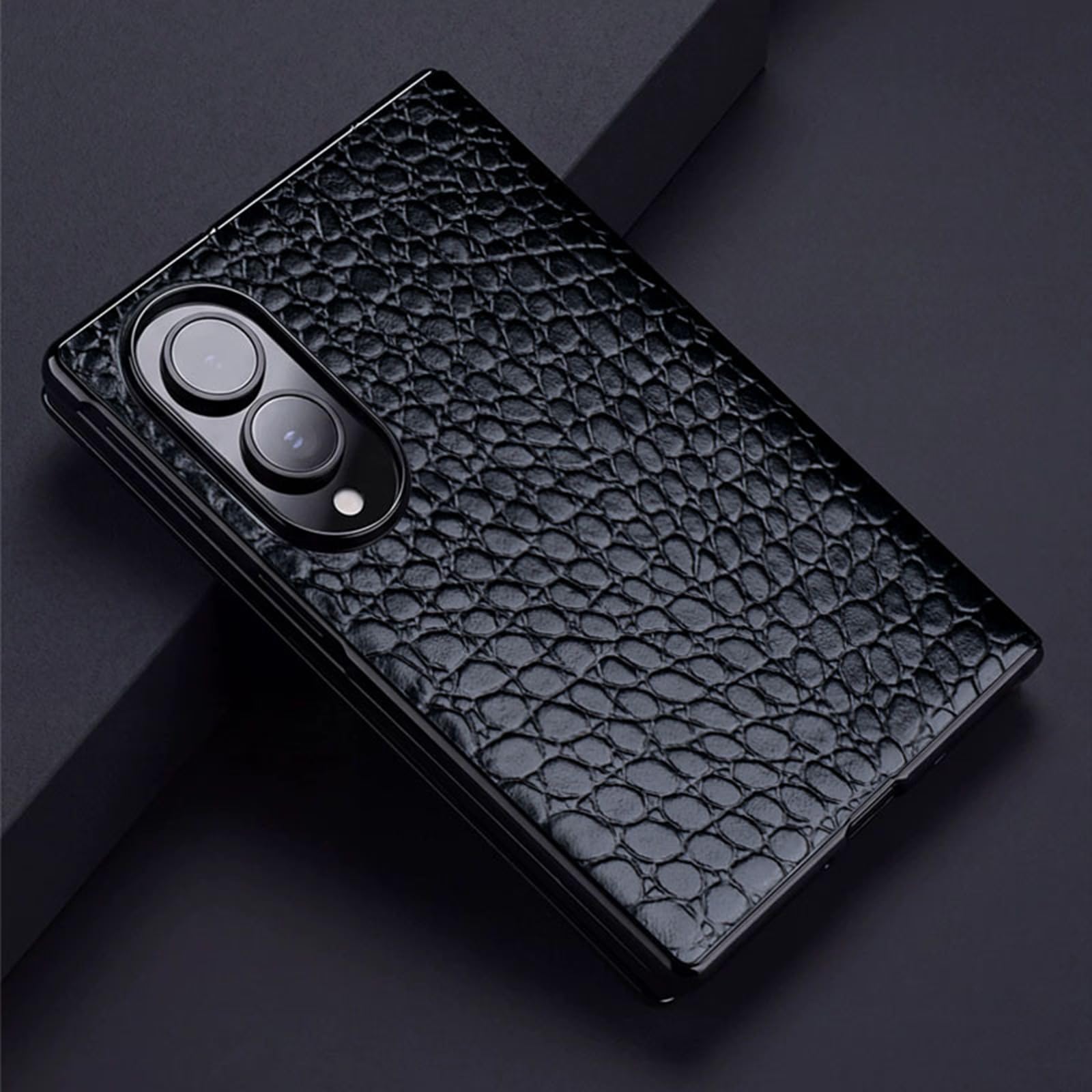 Prawdziwa skóra etui do Samsung Galaxy Z Fold 8, wzór krokodyla z klapką
